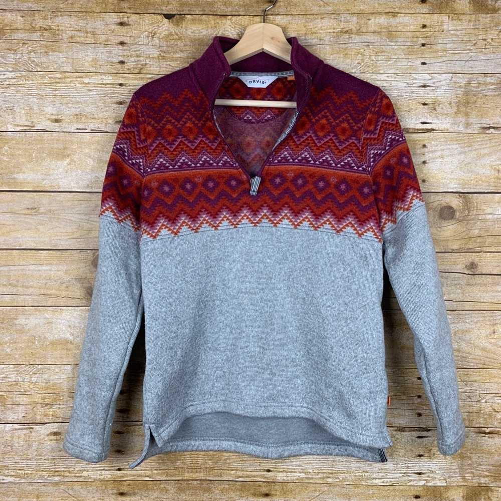 Orvis Womens 1/4 Zipper Chevron Pull Over Sz Small